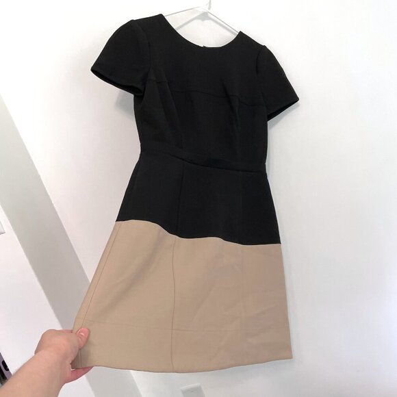 BCBGMAXAZRIA Hannah Dress Black Tan Brown Colorblock Color Block Fit Flare Mini - Picture 8 of 16